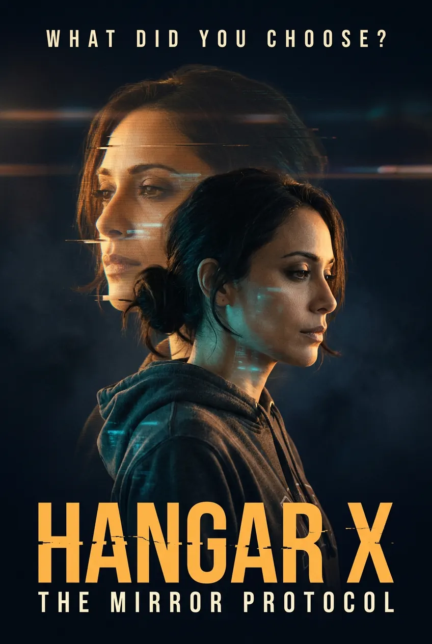 Key art. “What did you choose?” — Kira and the copy of her.
