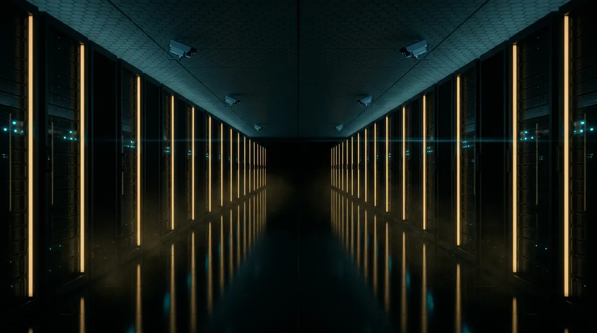 The corridor between the racks.